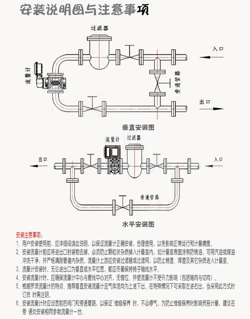 羅茨容積式流量計安裝說(shuō)明圖